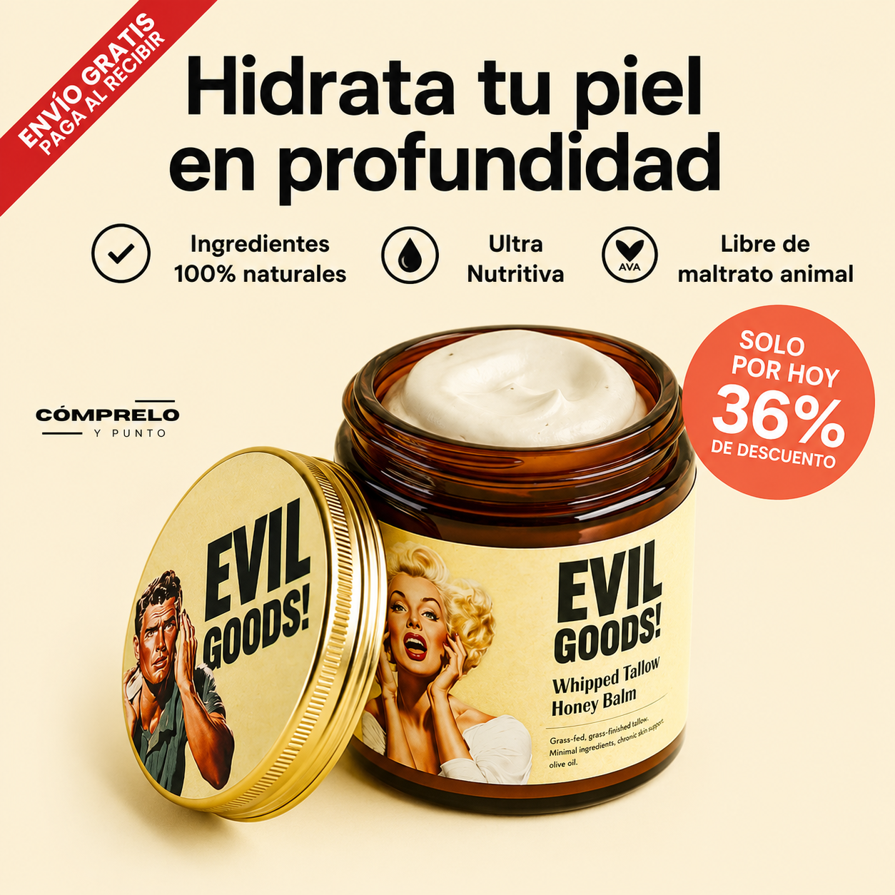 Bálsamo de sebo todo en uno: combate el acné, suaviza las arrugas y mantiene la piel suave todo el día.