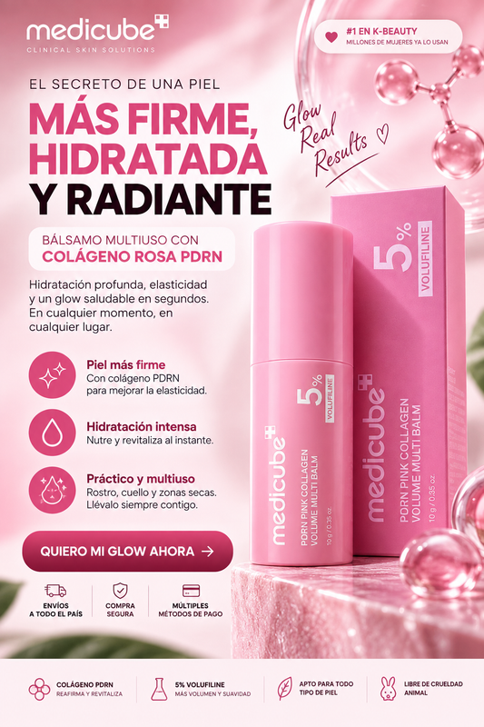 Cuidados intensos y tecnología para una piel radiante. El Medicube PDRN Pink Collagen Balm combina hidratación y cuidado en un solo producto.